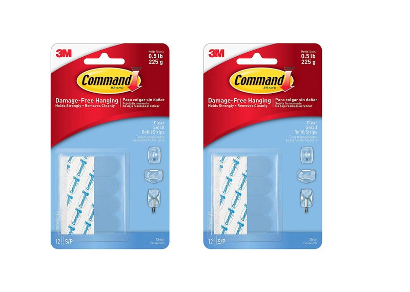 Command Small Refill Strips R69D, 24 Strips, Clear,